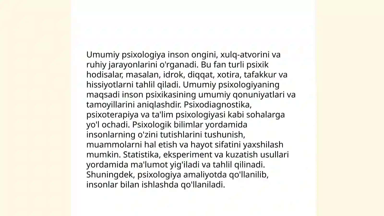 Umumiy psixologiya fanining predmeti, maqsad, vazifalari, tamoyillari va tadqiqot metodlari 4