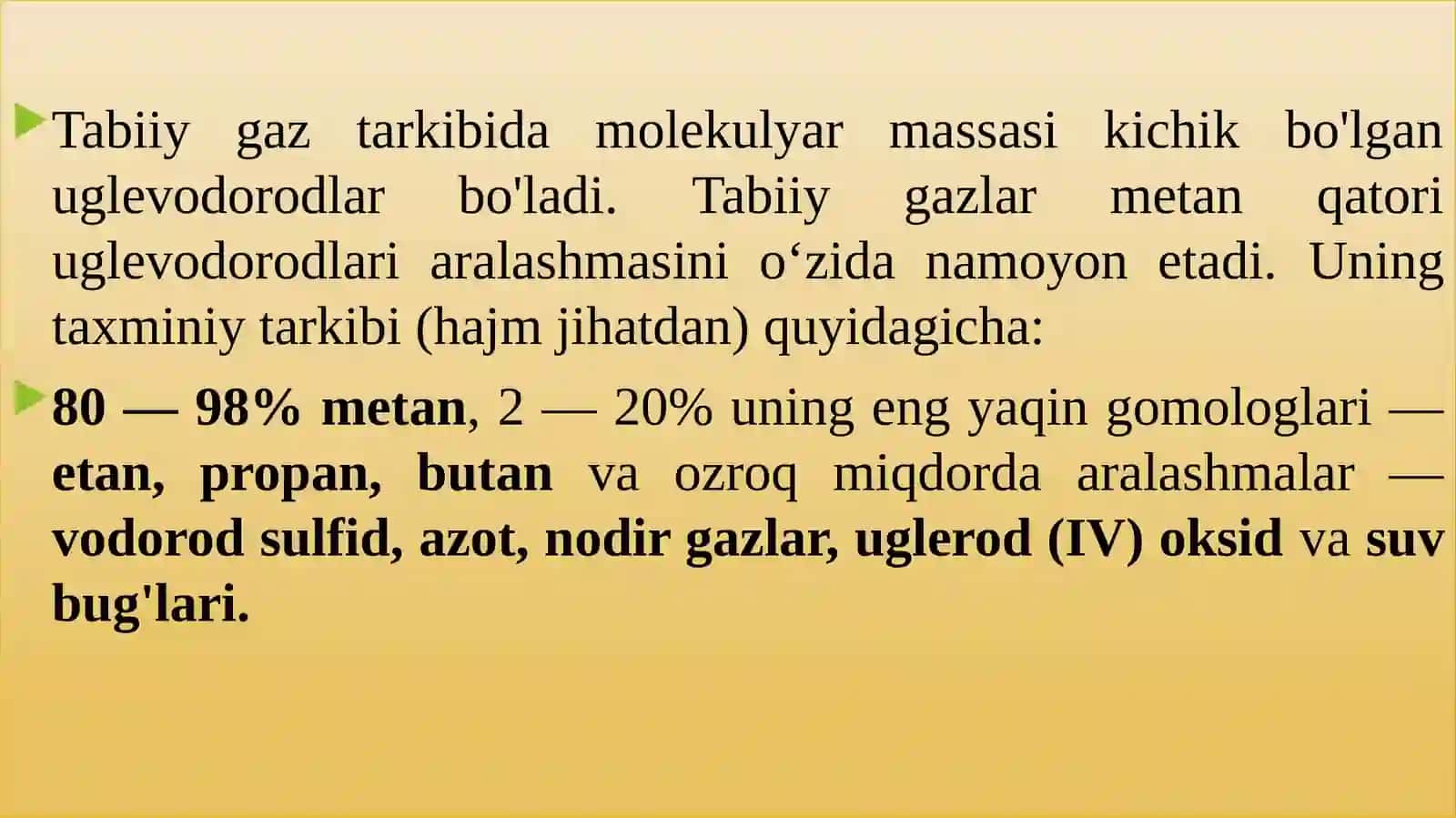 Tabiiygazning tarkibi va uning fizik-kimyoviy xossalari 4