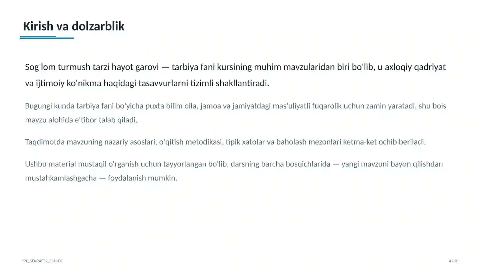 Sog'lom turmush tarzi hayot garovi (7-sinf) 4