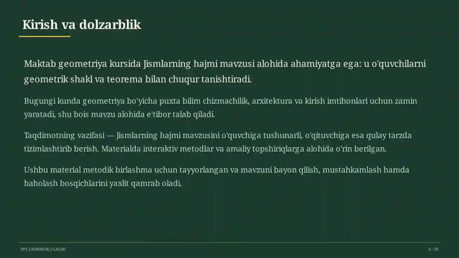 Geometriya (7–11) — metodik birlashma uchun 4