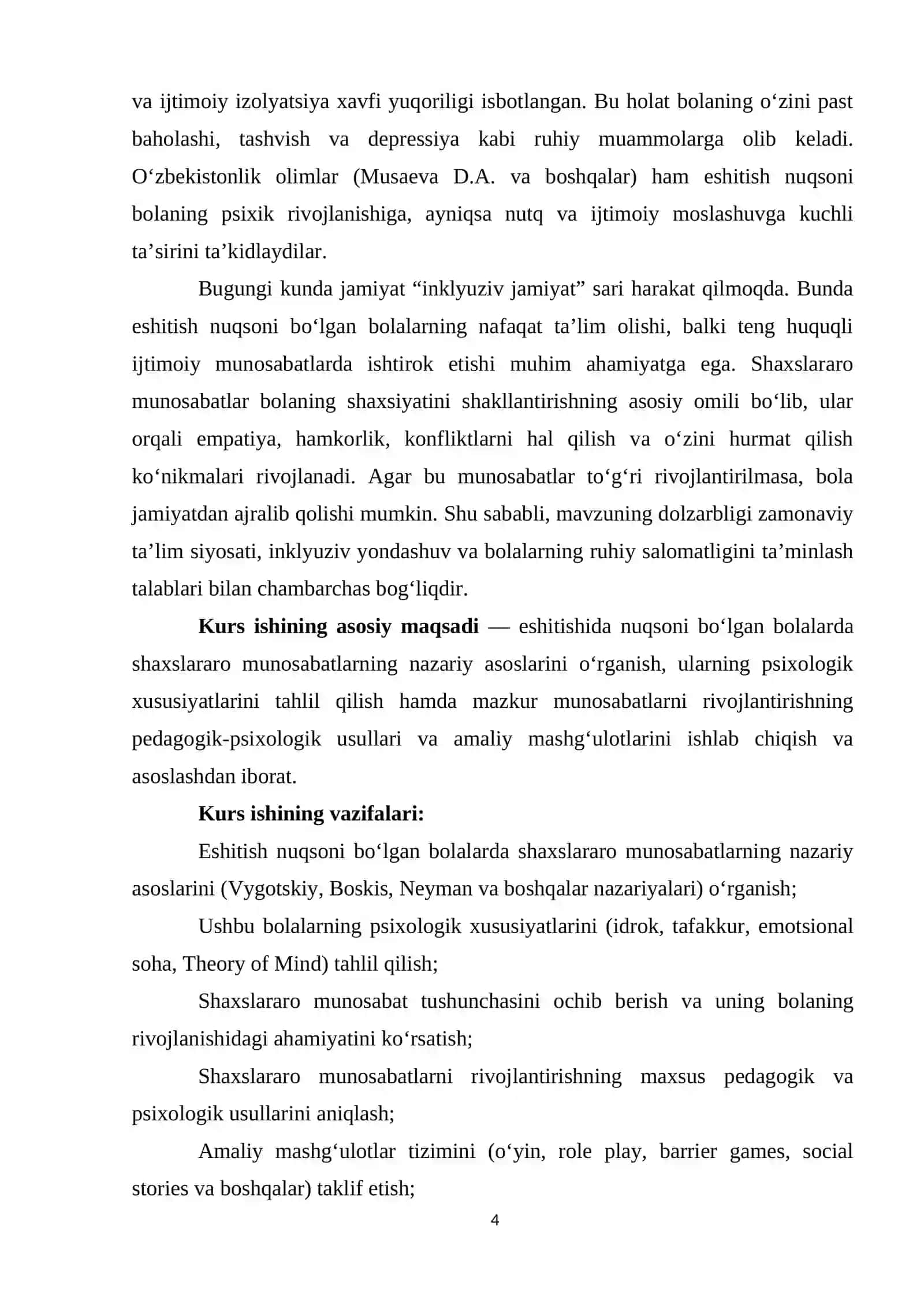 Eshitishida nuqsoni bo‘lgan bolalarda shaxslararo munosabatlami rivojlantirishda shaxslararo munosabatlami rivojlantirish 4