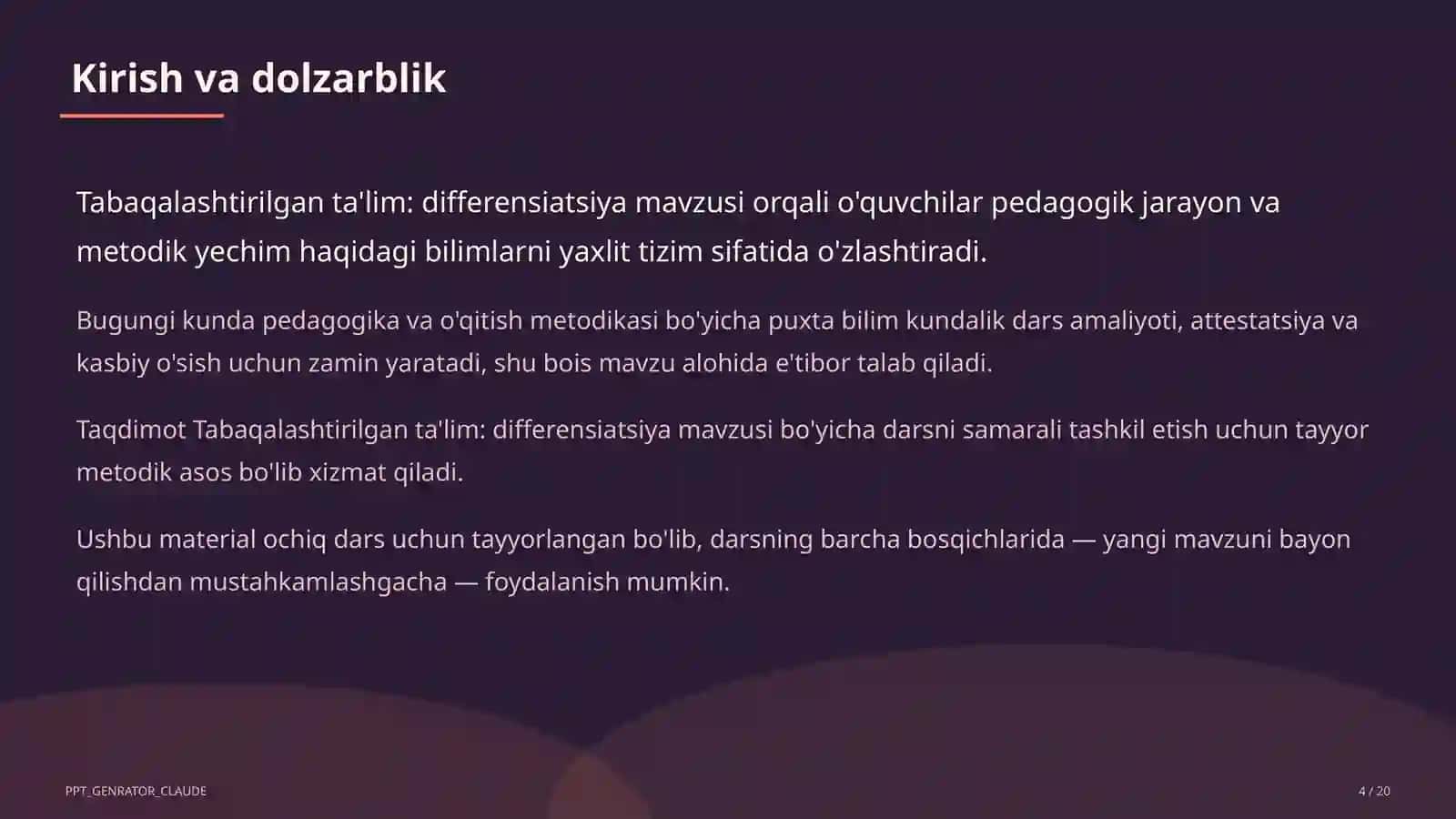 Tabaqalashtirilgan ta'lim: differensiatsiya 4