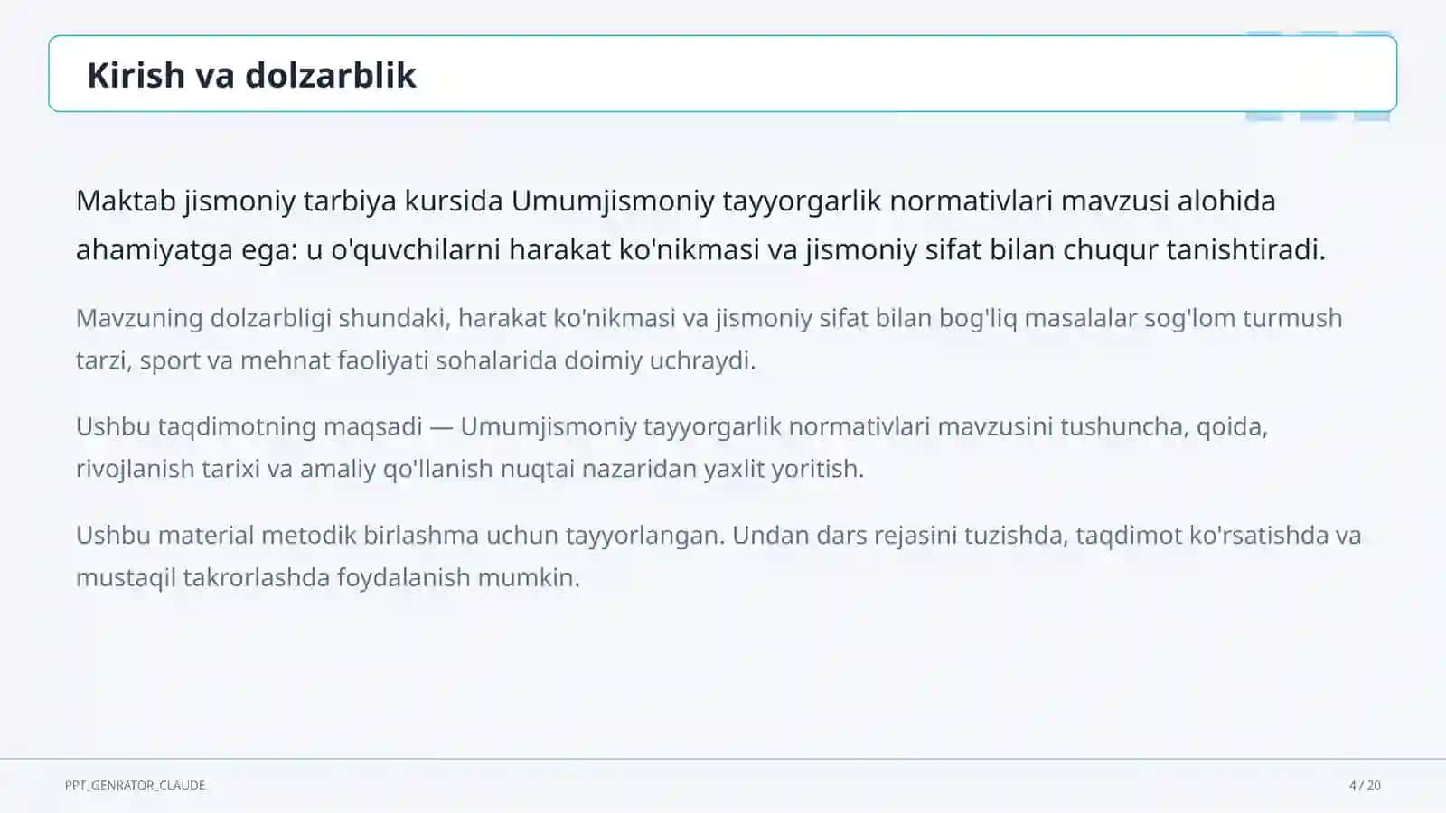Umumjismoniy tayyorgarlik normativlari (10-sinf) 4