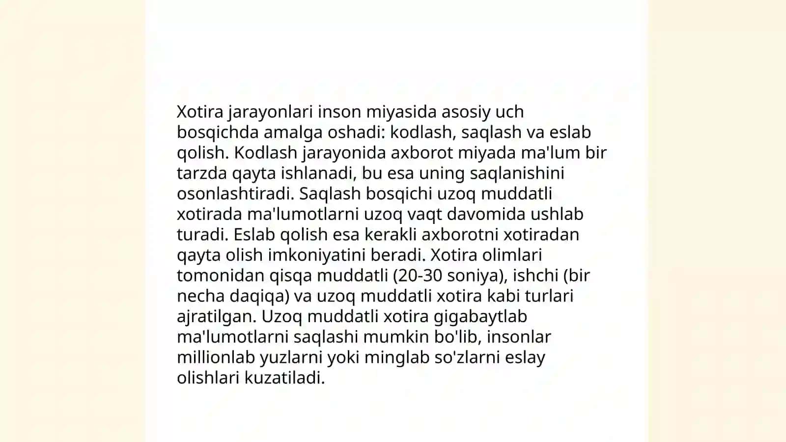 Xotira haqida tushuncha va uning nerv fiziologik asosi 4