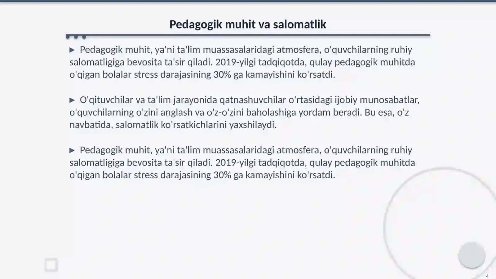 Salomatlikni ta'minlovchi zarur psixologik-pedagogik omillar 4
