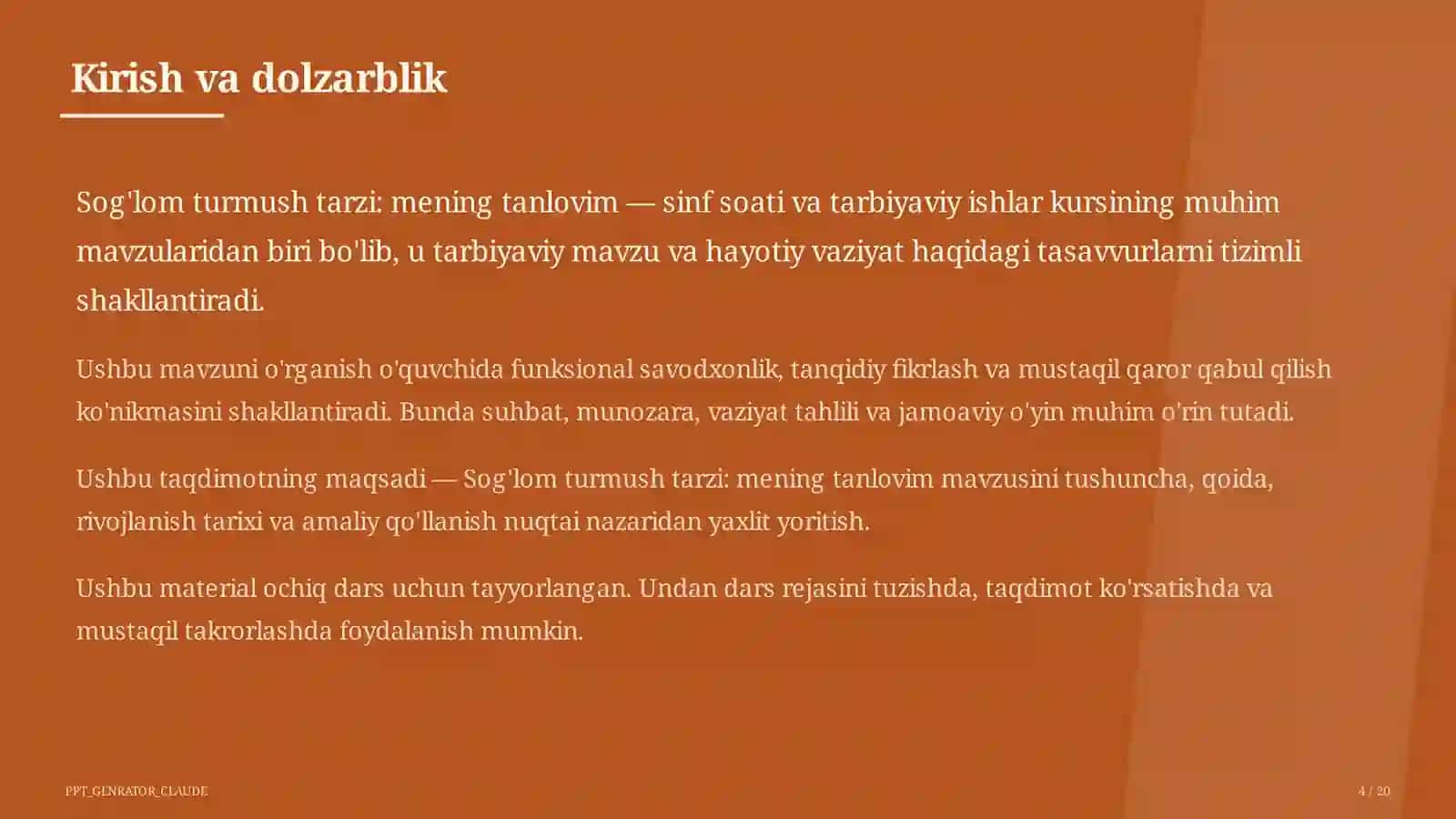 Sog'lom turmush tarzi: mening tanlovim 4