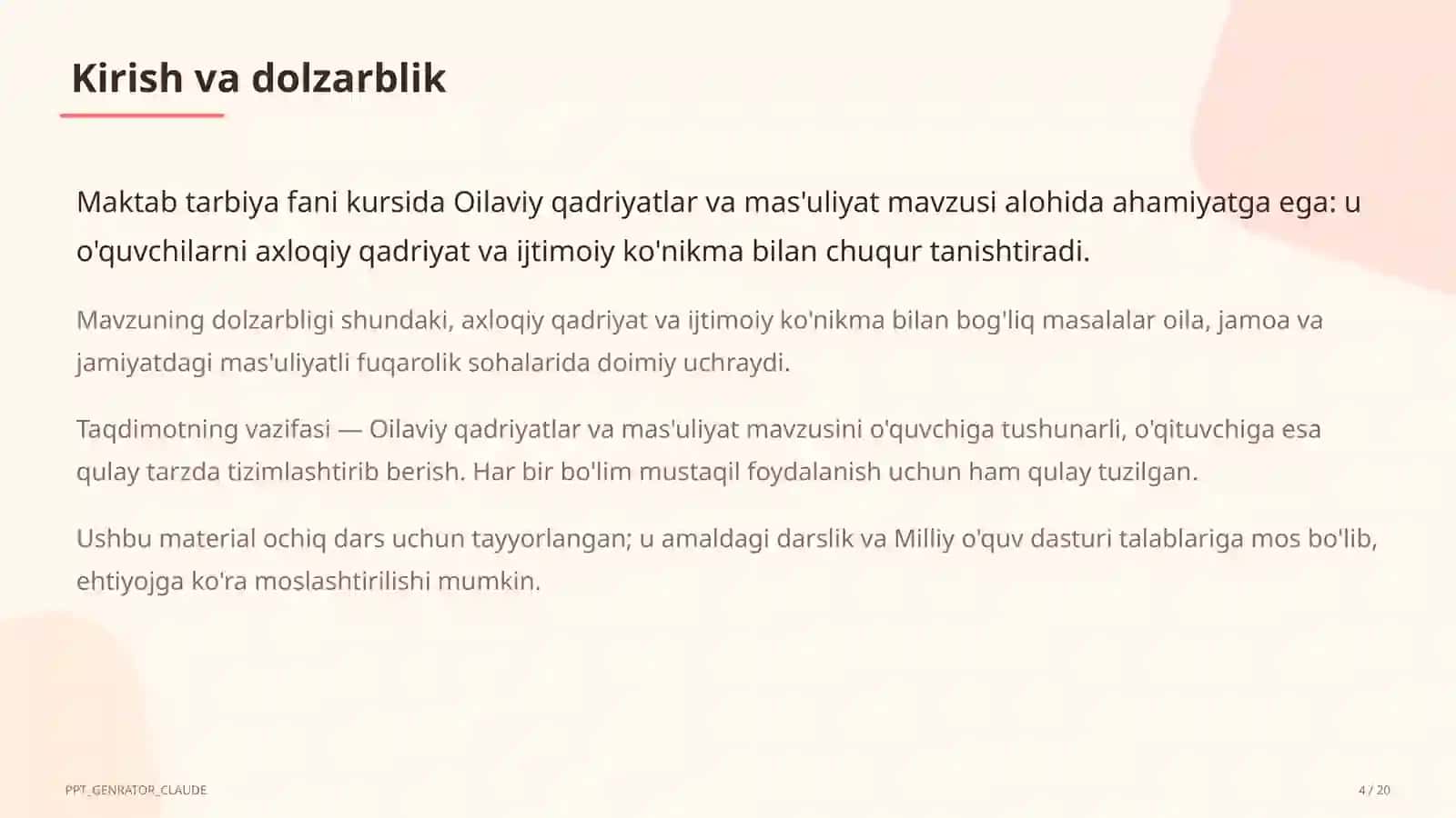 Oilaviy qadriyatlar va mas'uliyat (10-sinf) 4