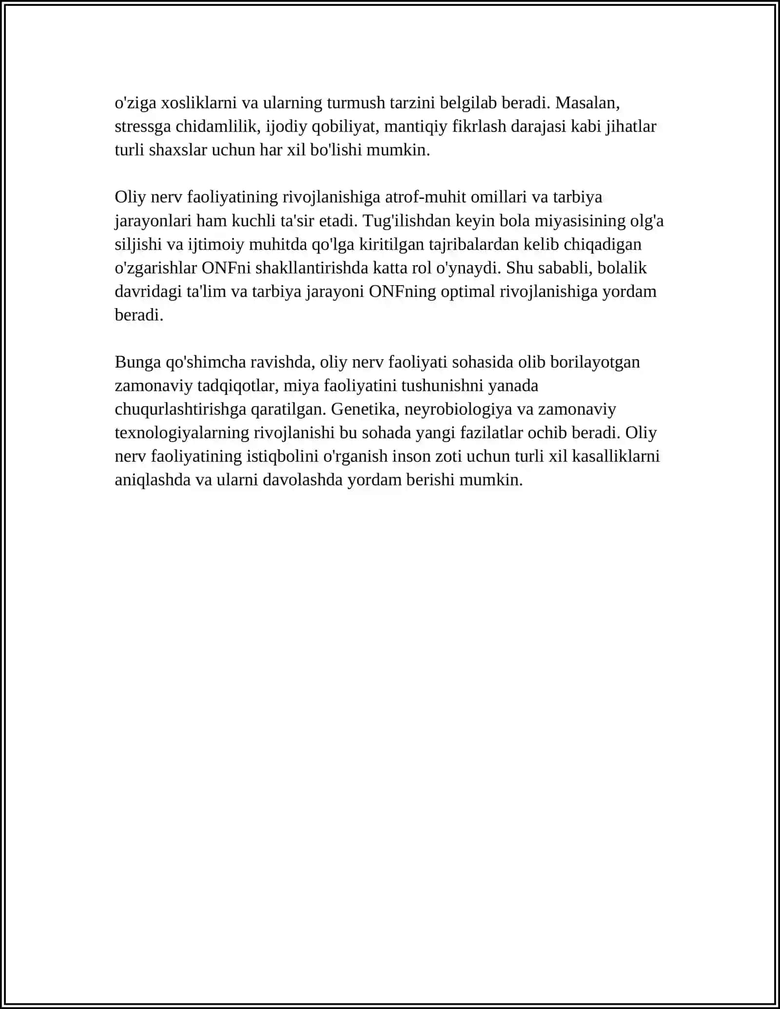 OLIY VA QUYI NERV FAOLIYATI HAQIDA TUSHUNCHA. OLIY NERV FAOLIYATINI TEKSHIRISH USULLARI 4