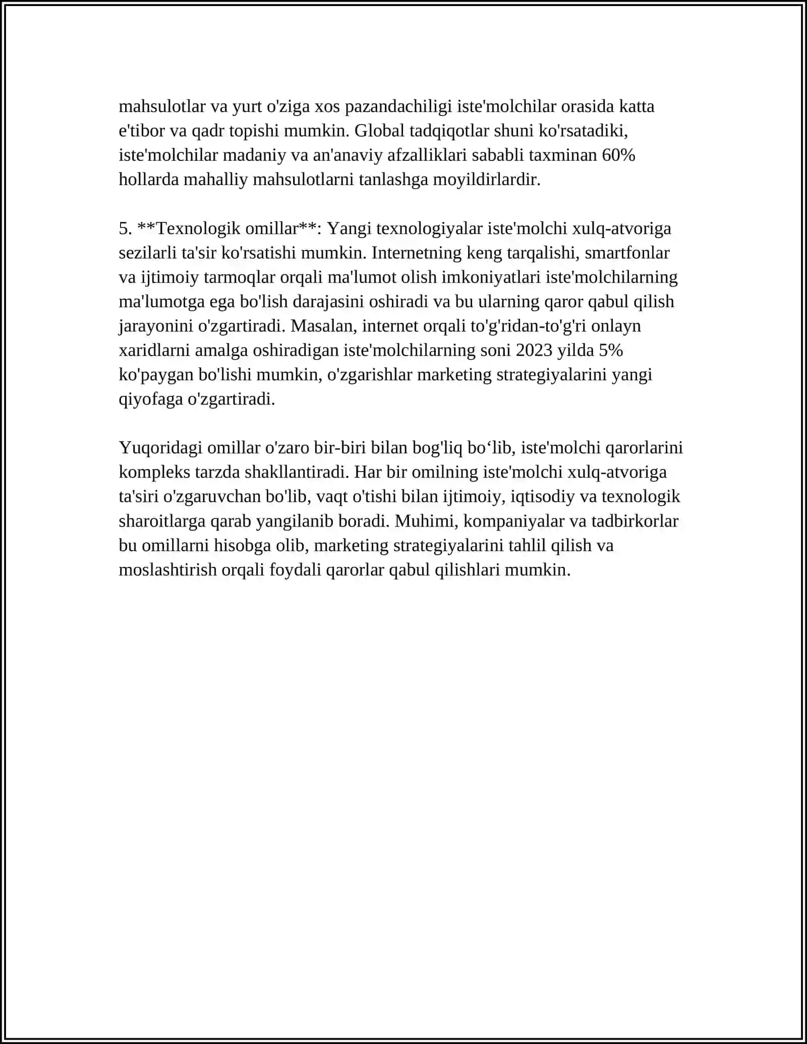 MUSTAQIL ISH Mavzu: ISTE’MOLCHINING XULQ-ATVORI MODELI 4