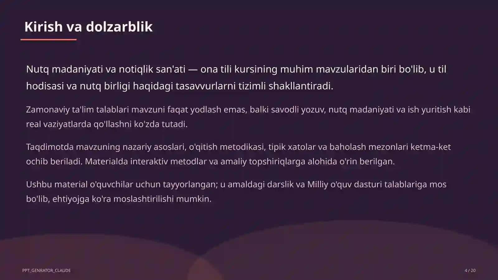 Nutq madaniyati va notiqlik san'ati (10-sinf) 4