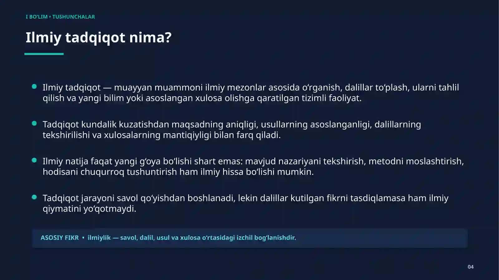 ILMIY TADQIQOT ISHLARINING METODOLOGIK ASOSLARI 4