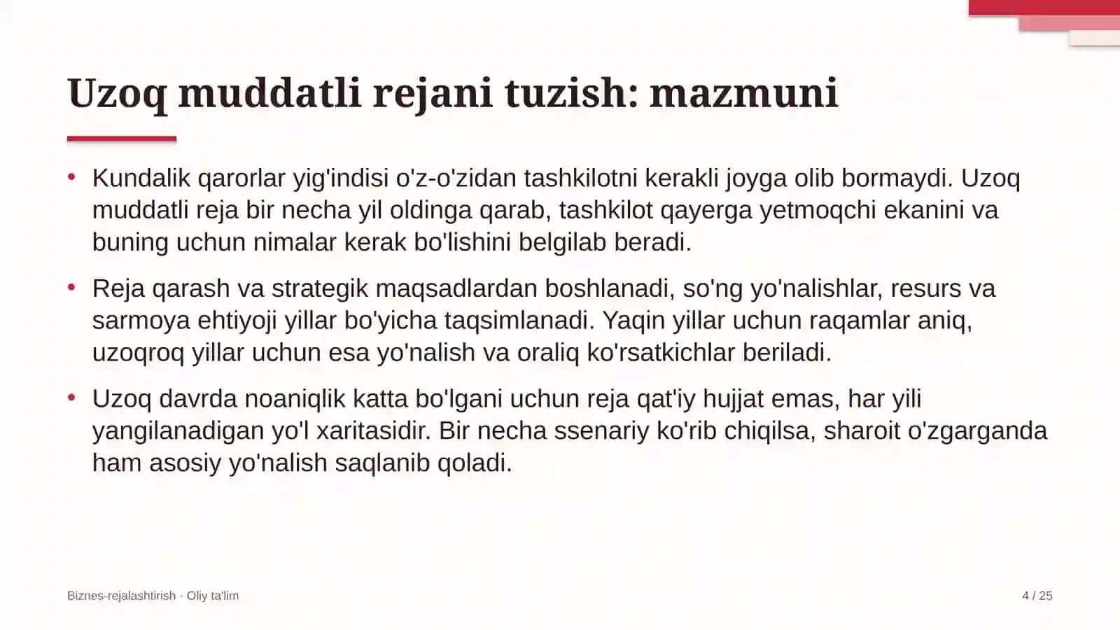 Akusherlik va ginekologiyada uzoq muddatli rejani tuzish 4