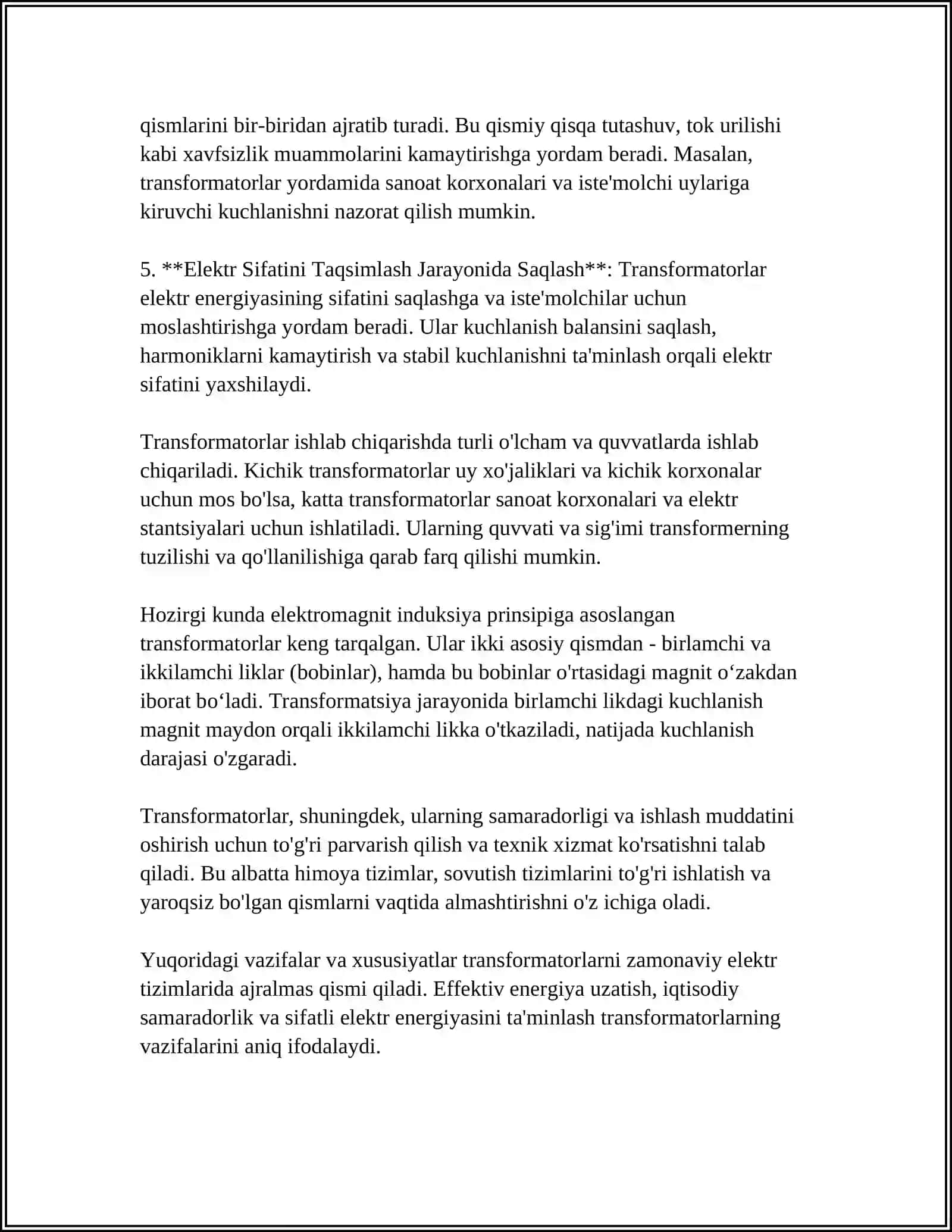 TRANSFORMATORLARNING VAZIFASI VA TURLARI 4