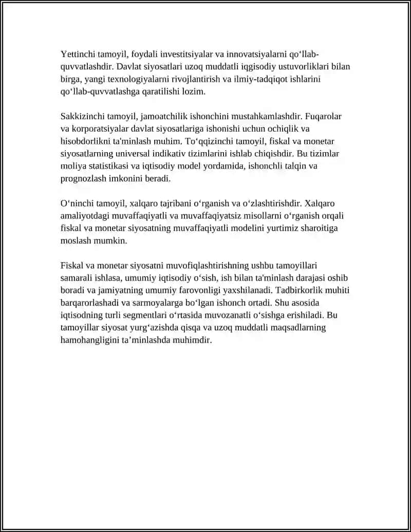 Fiskal va monetar siyosatni muvofiqlashtirish tamoyillari 4
