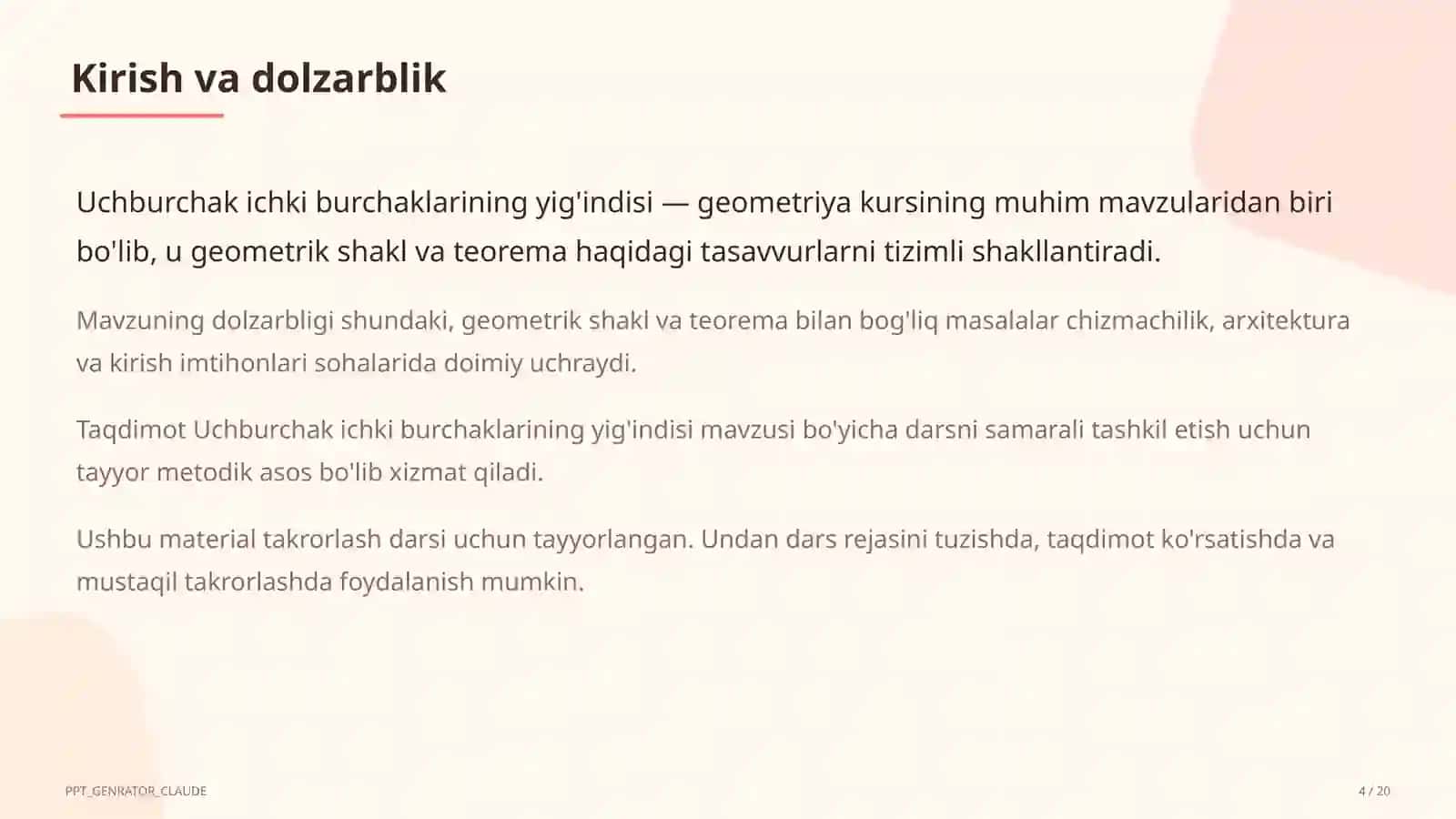 Uchburchak ichki burchaklarining yig'indisi (7-sinf) 4