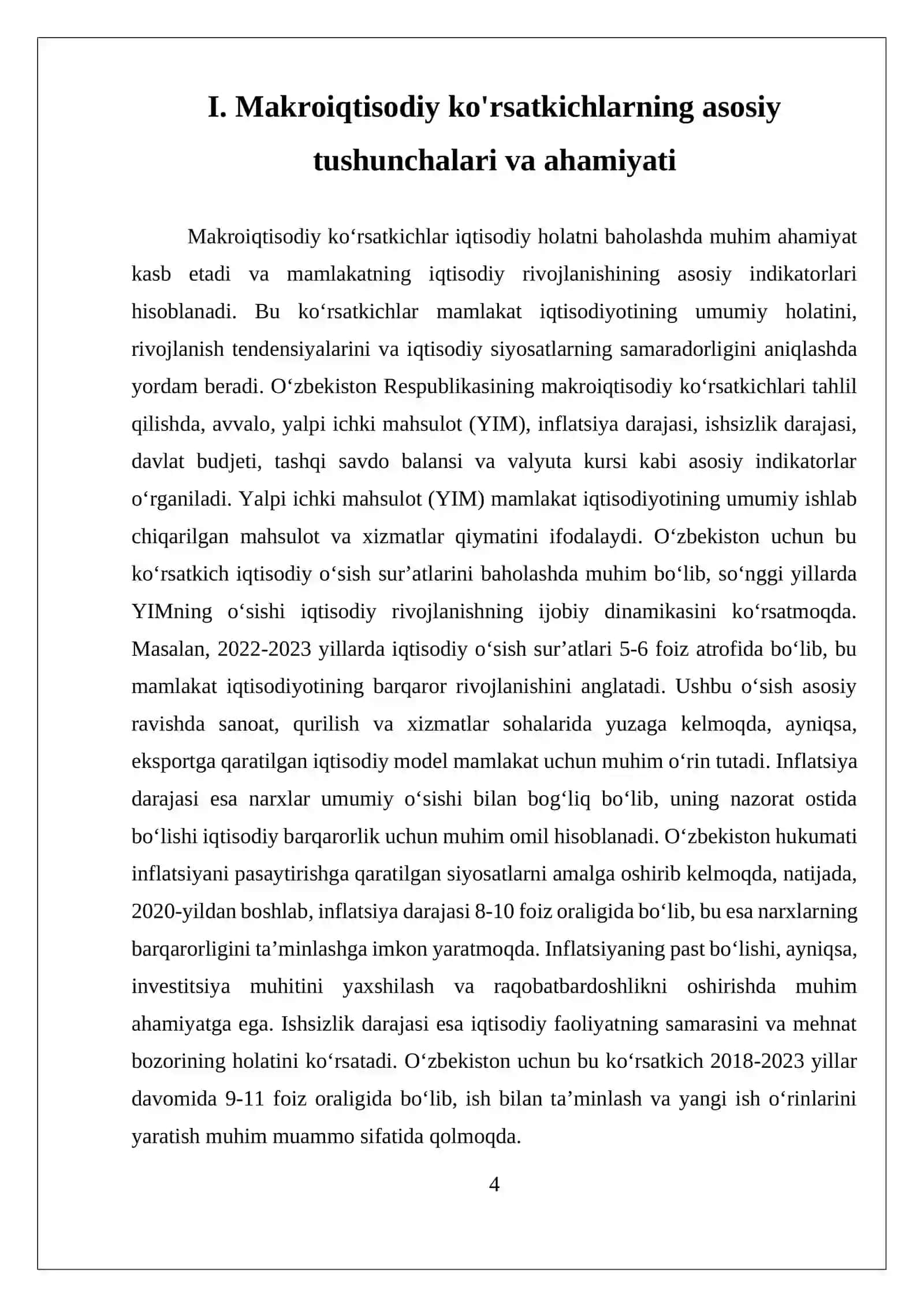 Oʻzbekiston Respublikasining Makroiktisodiy Koʻrsatkichlari Tahlili 4