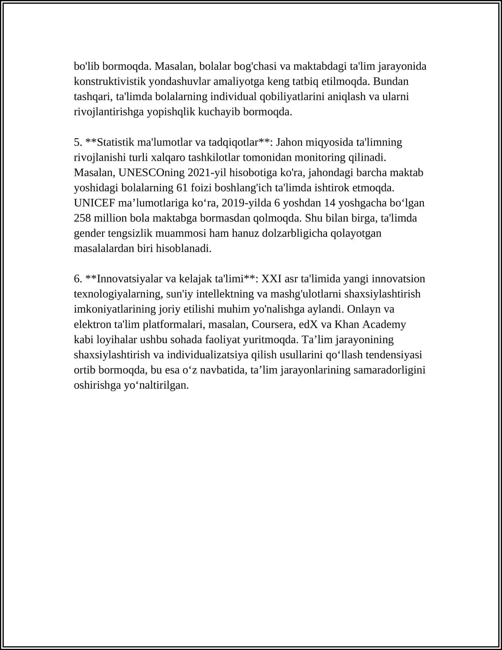 MUSTAQIL ISH Mavzu: MAKTABGACHA PEDAGOGIKANING UMUMIY ASOSLARI 4