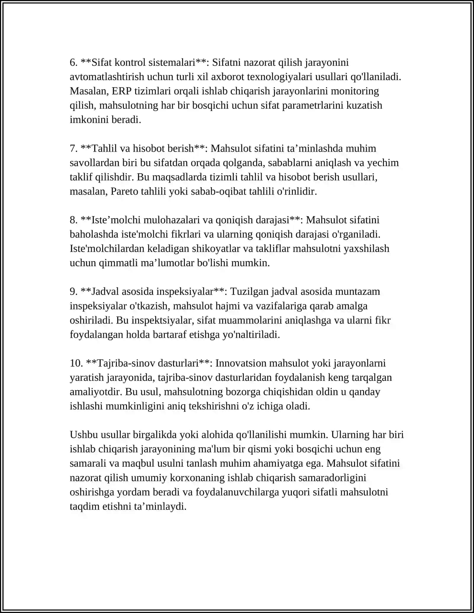 MAHSULOT SIFATINI MAGNITLI, UYURMALI, ELEKTRIK TOK USULLARIDA NAZORAT QILISH 4