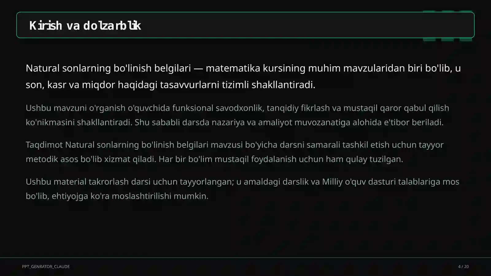Natural sonlarning bo'linish belgilari (5-sinf) 4