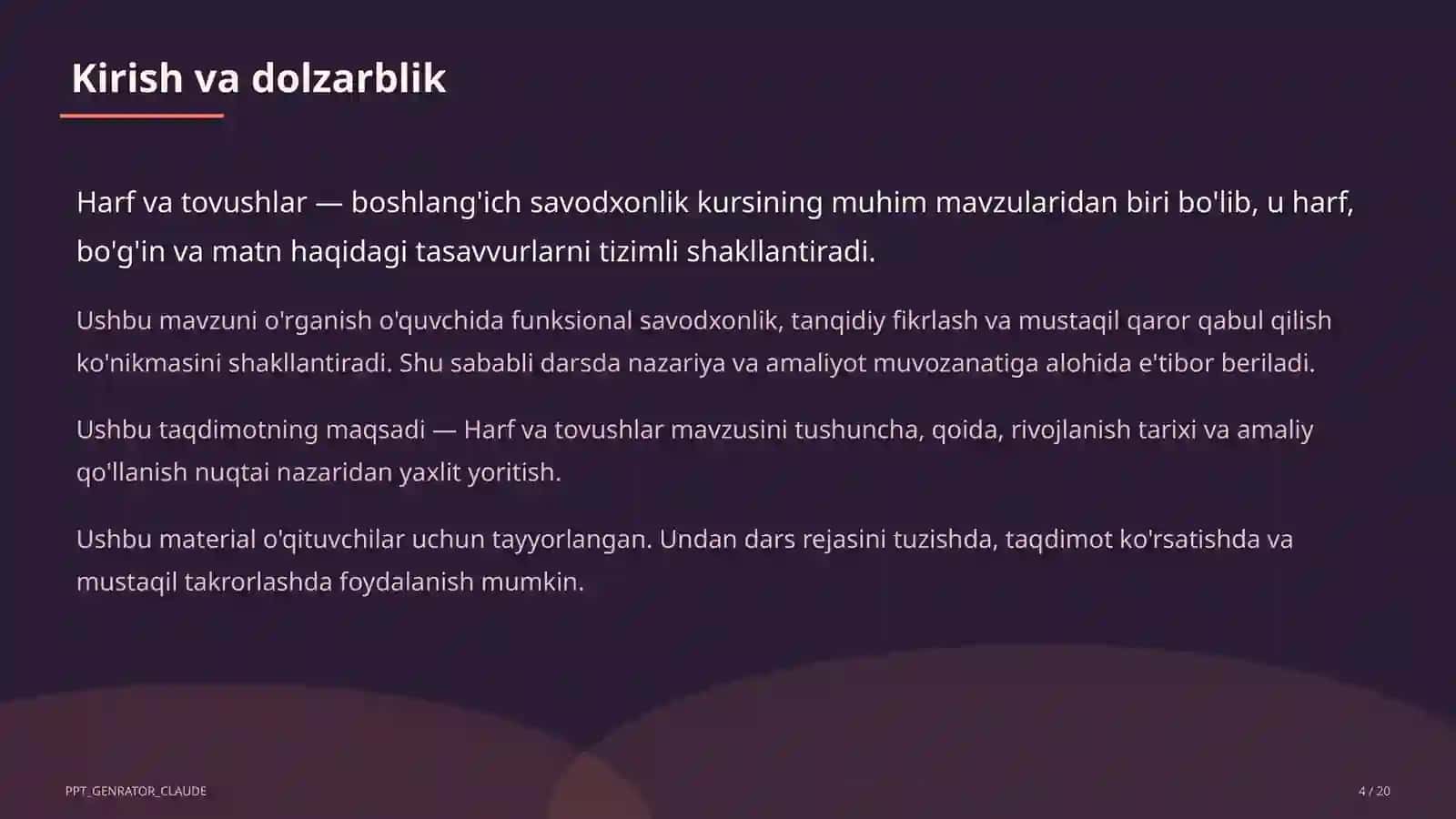 Harf va tovushlar (1-sinf) 4