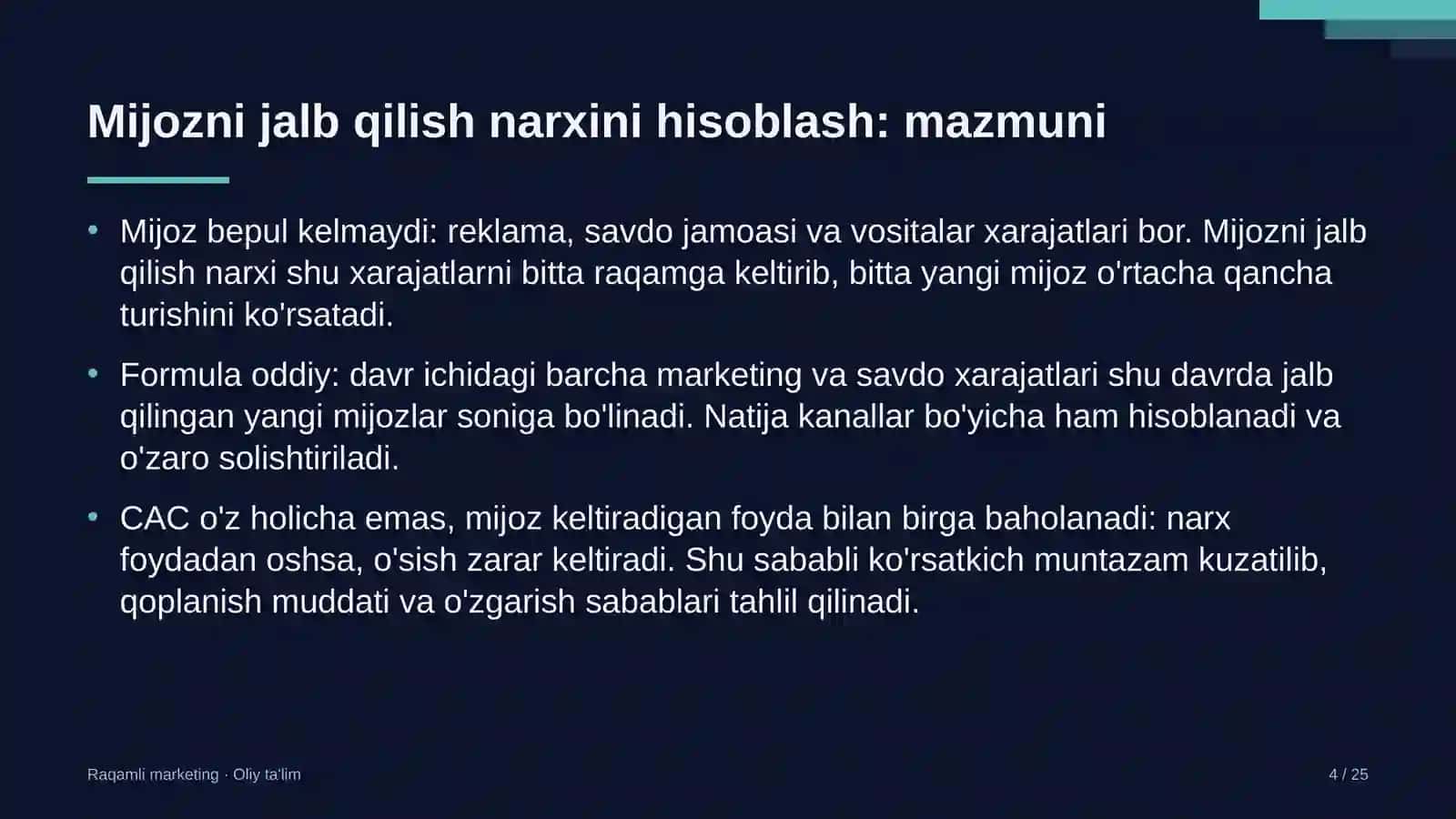 futbol klublarida mijozni jalb qilish narxini hisoblash 5361 4