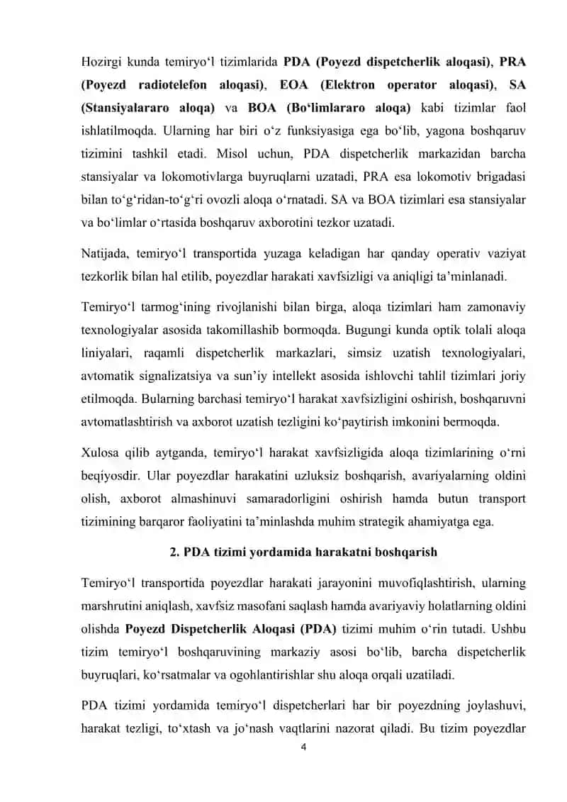 Tezkor texnologik aloqa tizimlari modernizatsiya qilish yo‘nalishlari 4