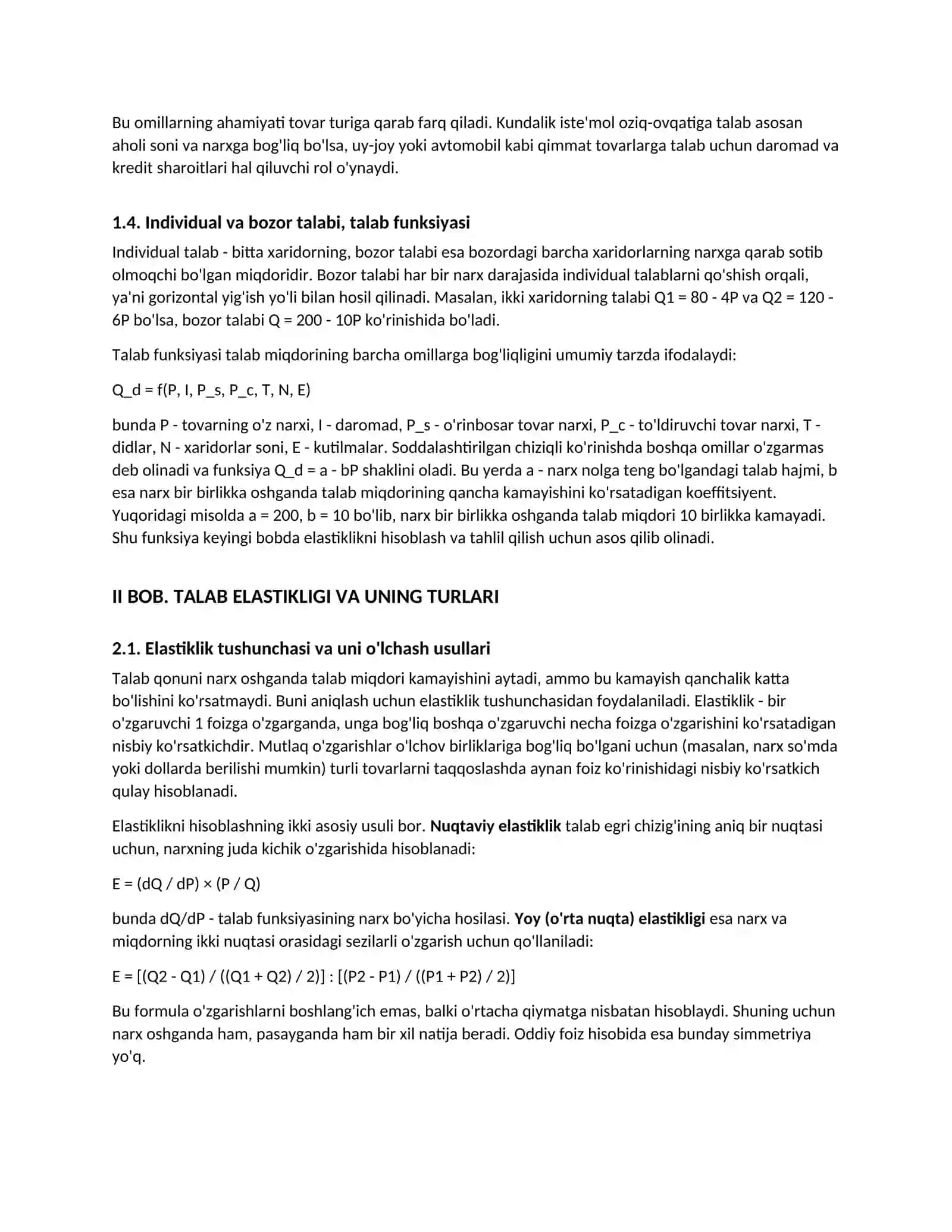 XARID TALABI VA TALAB ELASTIKLIGI 4