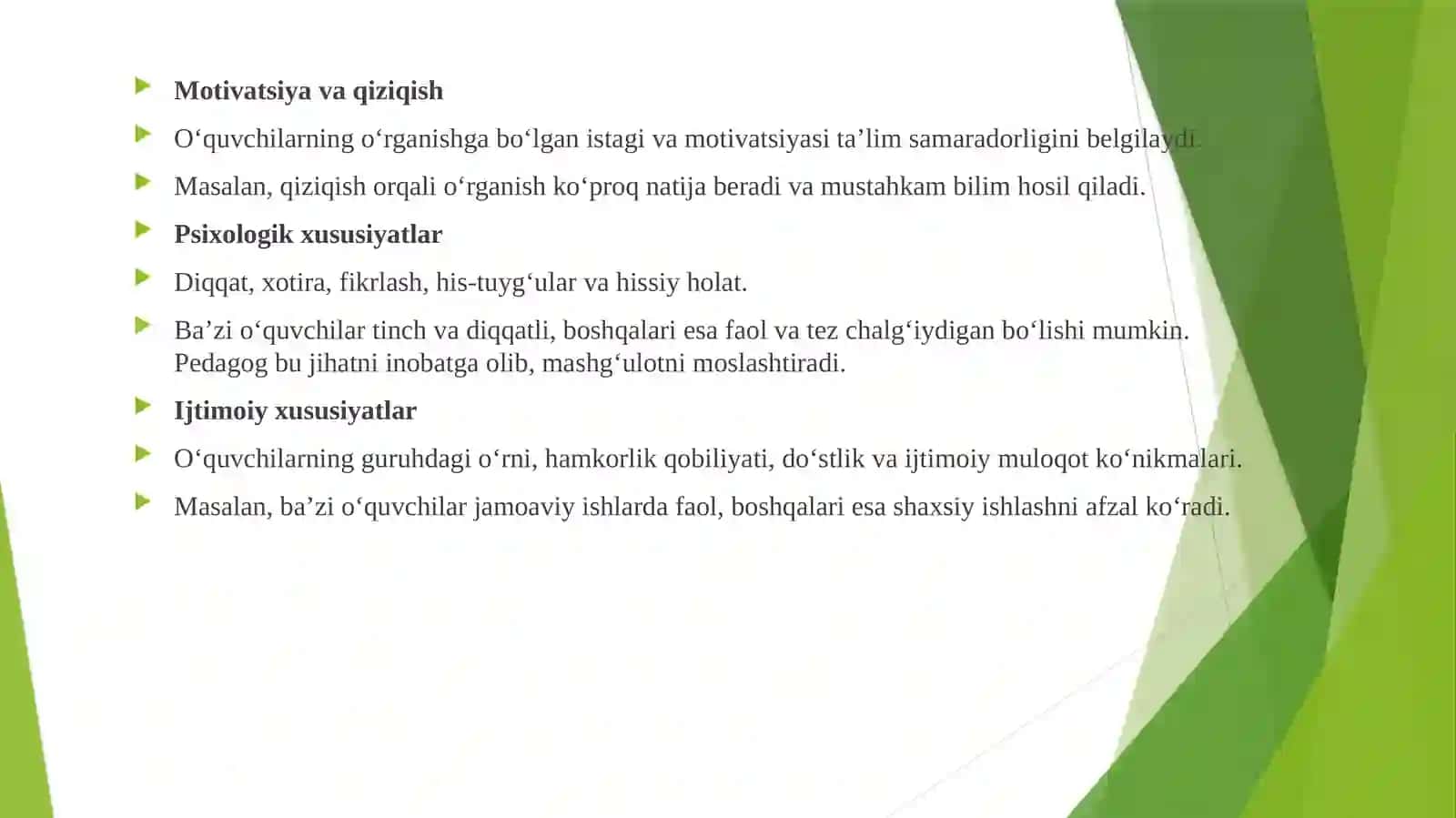 O’quvchilarning pedagogik xususiyatlari 4