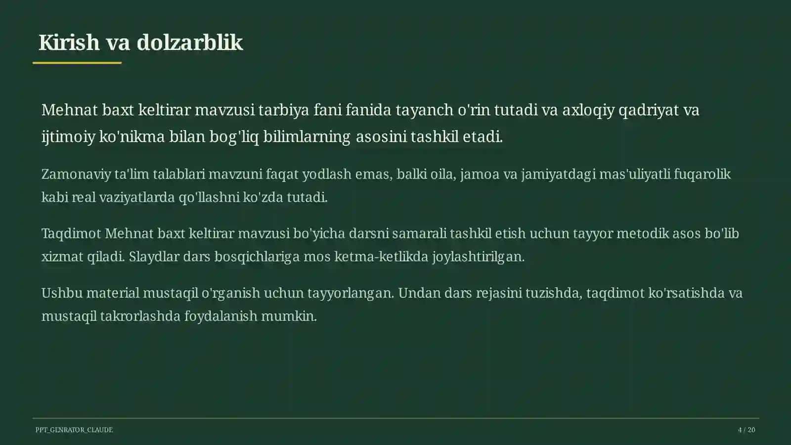 Mehnat baxt keltirar (3-sinf) 4