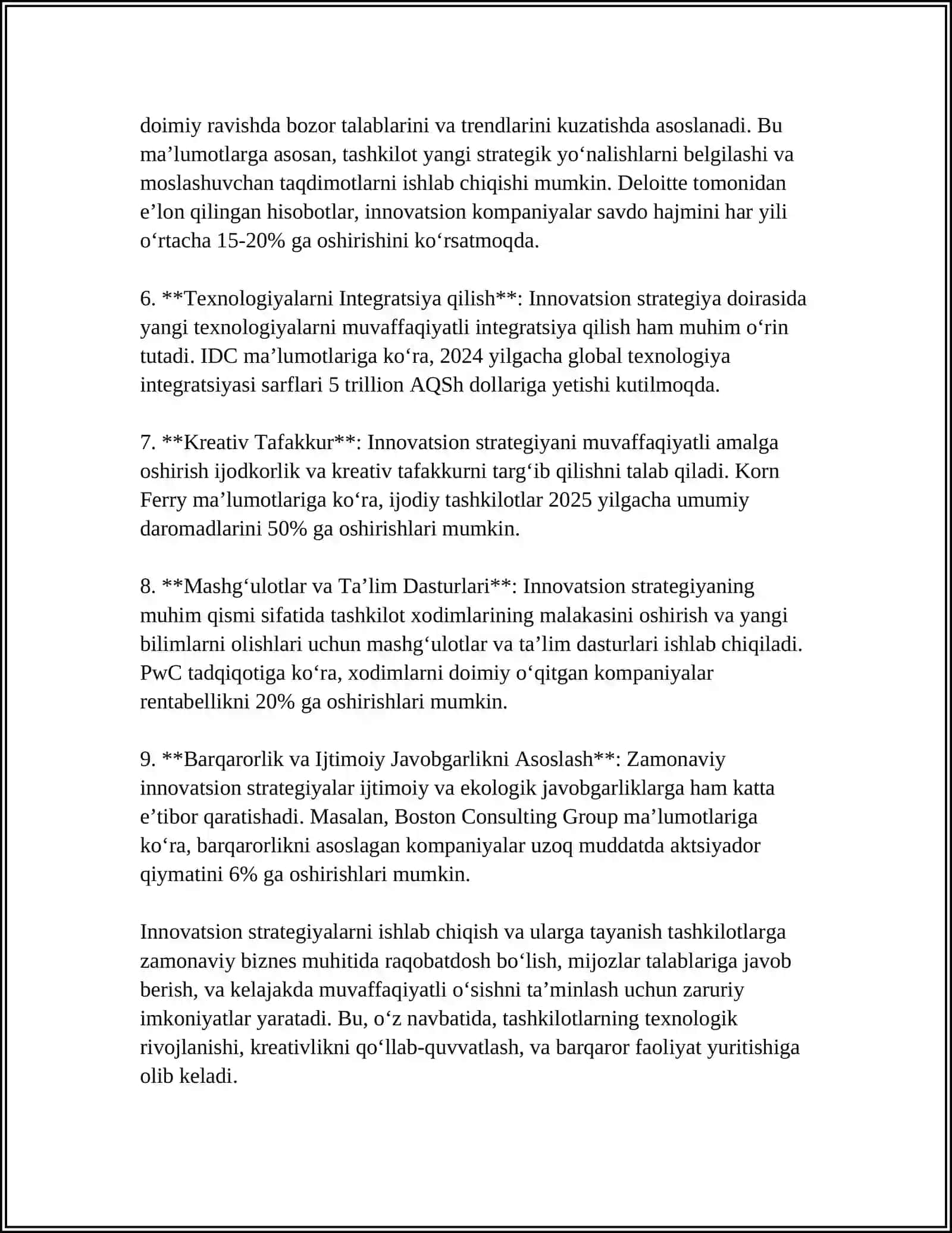 KORXONADAGI INNOVATSION STRATEGIYANI TANLASH 4