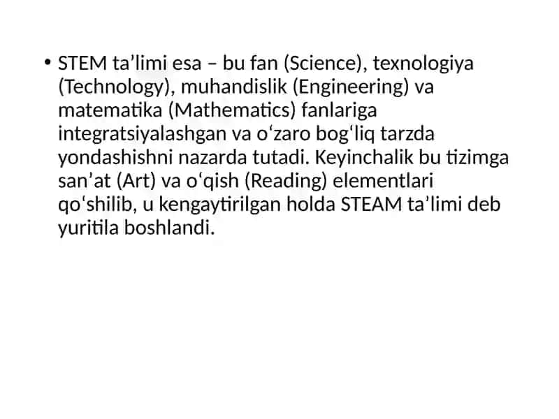 STEAM texnologiyasini qoʻllashda o’qituvchilarning kreativligi darslarda ulardan foydalanish metodikasi 4