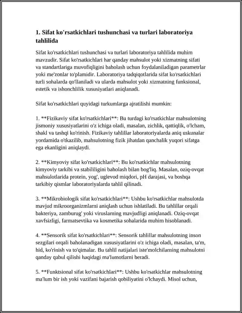 SIFAT KO'RSATKICHLARI LABORATORIYA TAHLILI 4