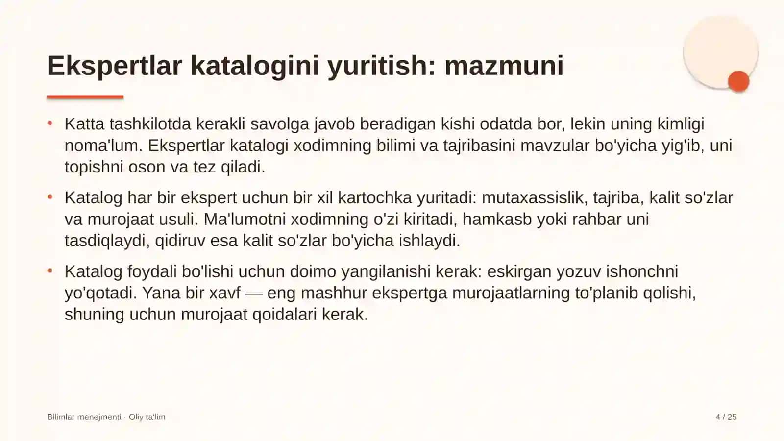 Sholichilikda ekspertlar katalogini yuritish 4