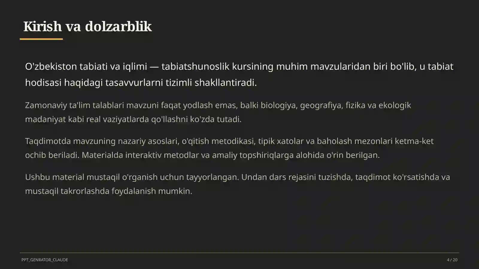 O'zbekiston tabiati va iqlimi (4-sinf) 4