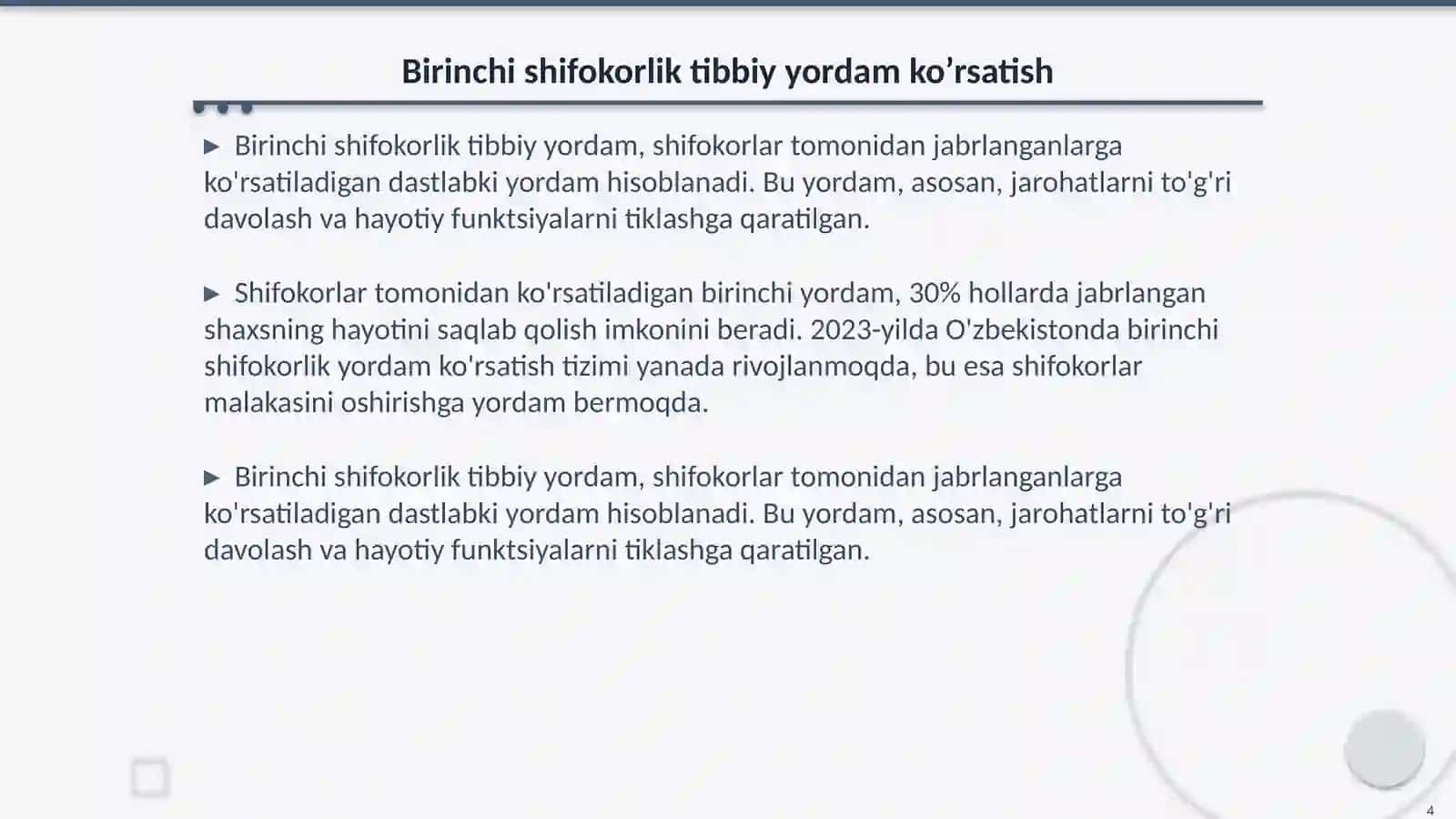 Birinchi Tibbiy Yordamning Ahamiyati 4