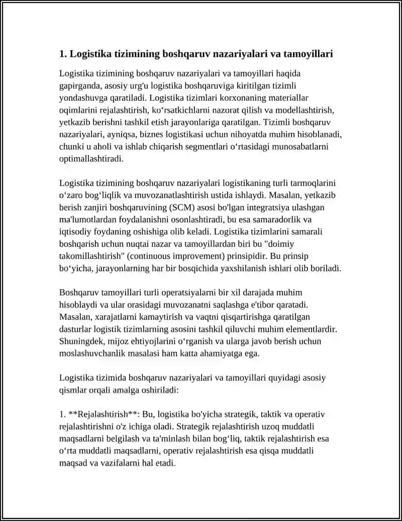 LOGISTIKADA TIZIMIDA MENEJMENT NAZARIYASI VA AMALIYOTI 4
