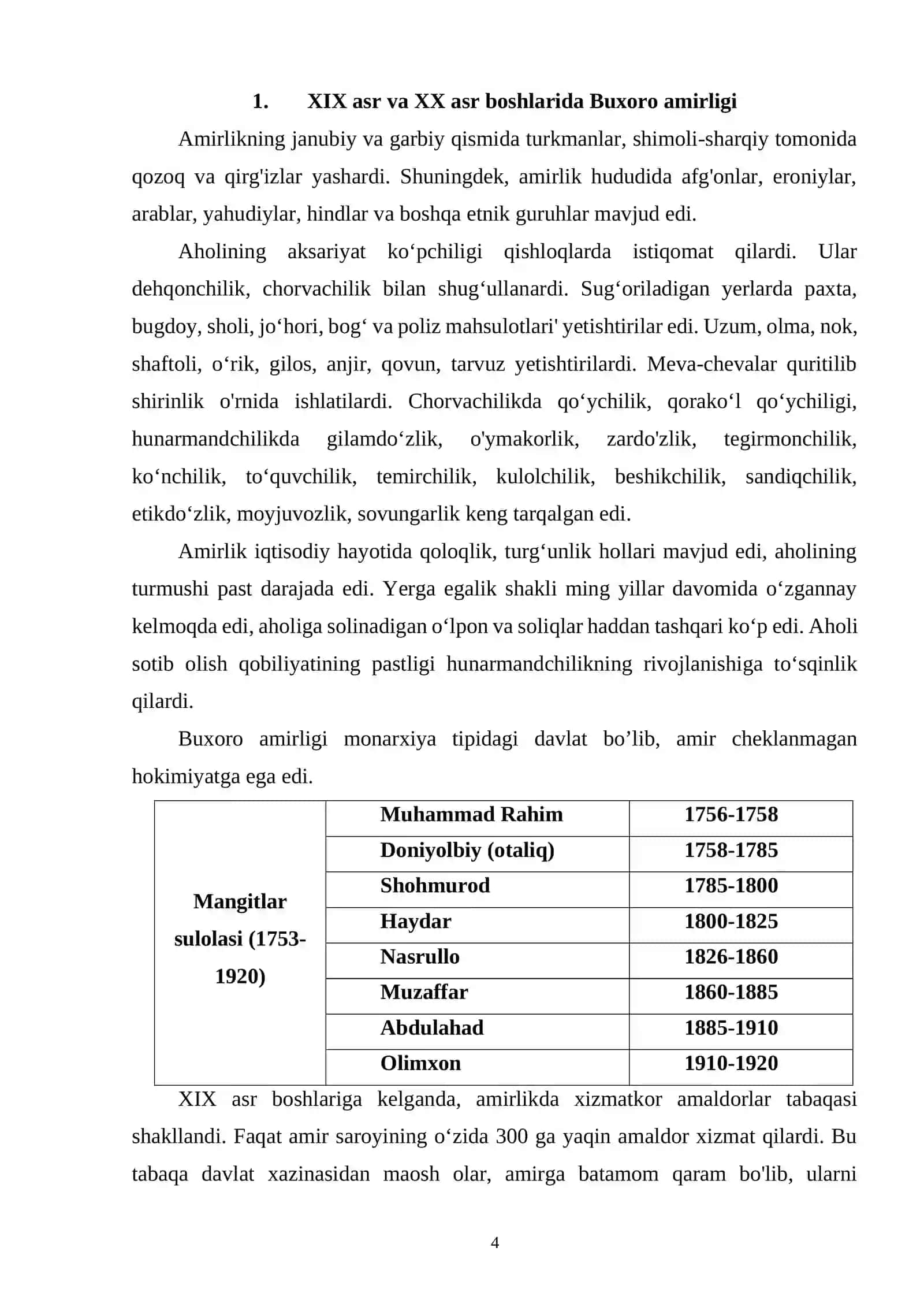 XIX asr oxiri – XX asr boshlarida Buxoro amirligi va Xiva xonligidagi ijtimoiy- siyosiy jarayonlar 4