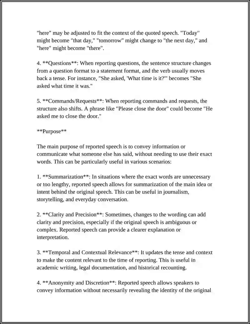 Theme: REPORTED SPEECH 4