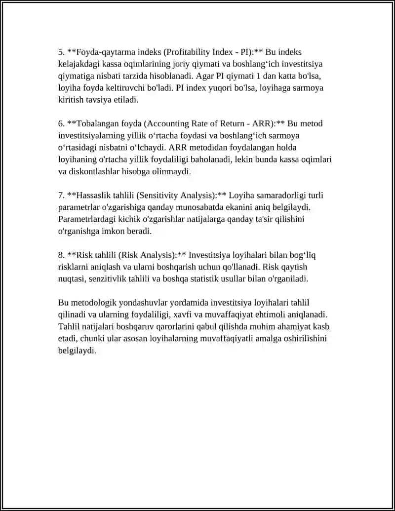INVESTITSIYA FAOLIYATI SAMARADORLIGI TAHLIL QILISH 4