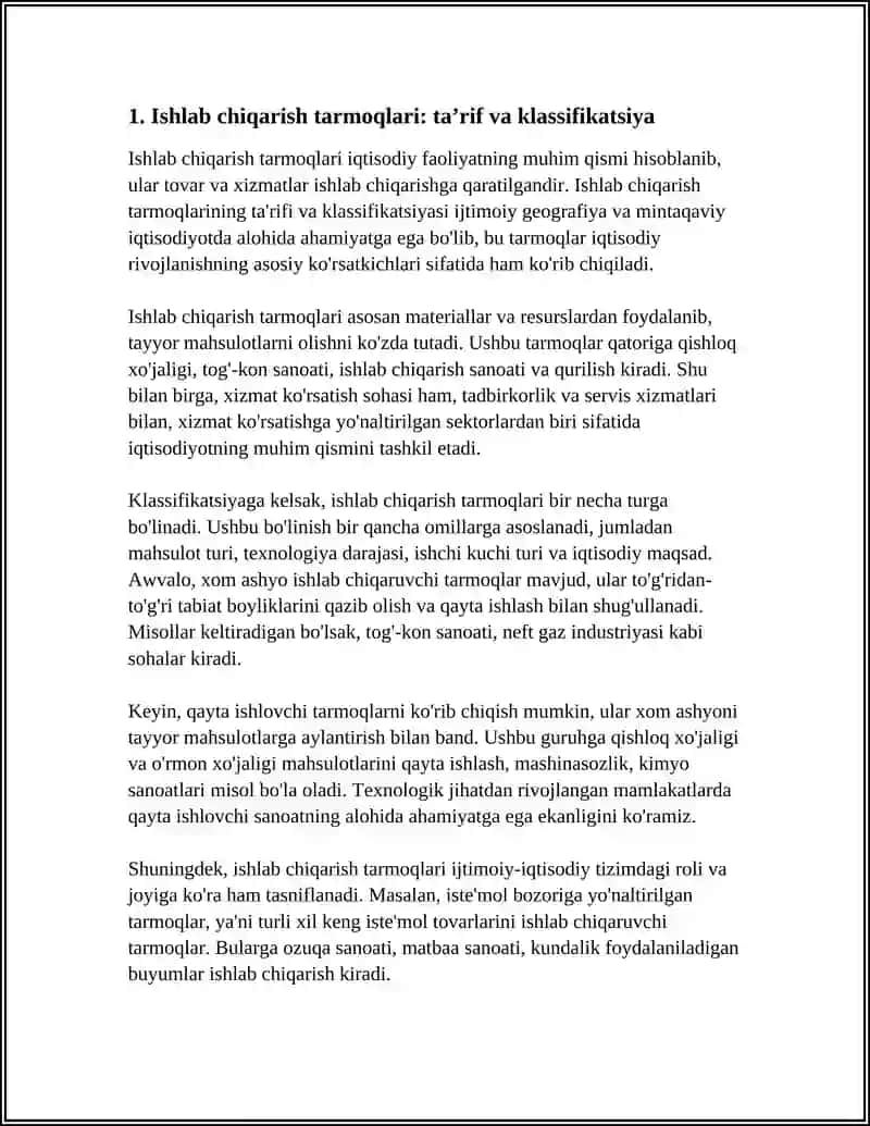 ISHLAB CHIQARISH TARMOQLARI HAQIDA UMUMIY TUSHUNCHA 4