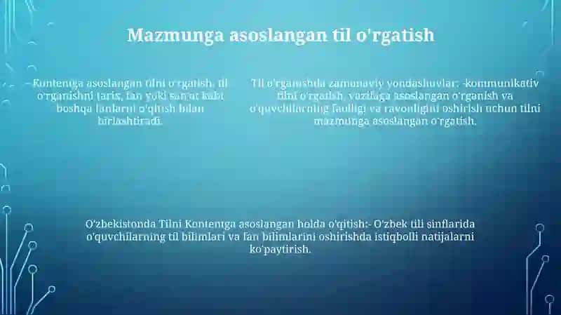 Kommunikativ tilni o'rgatish (CLT) Til o'rganishning asosiy maqsadi 4