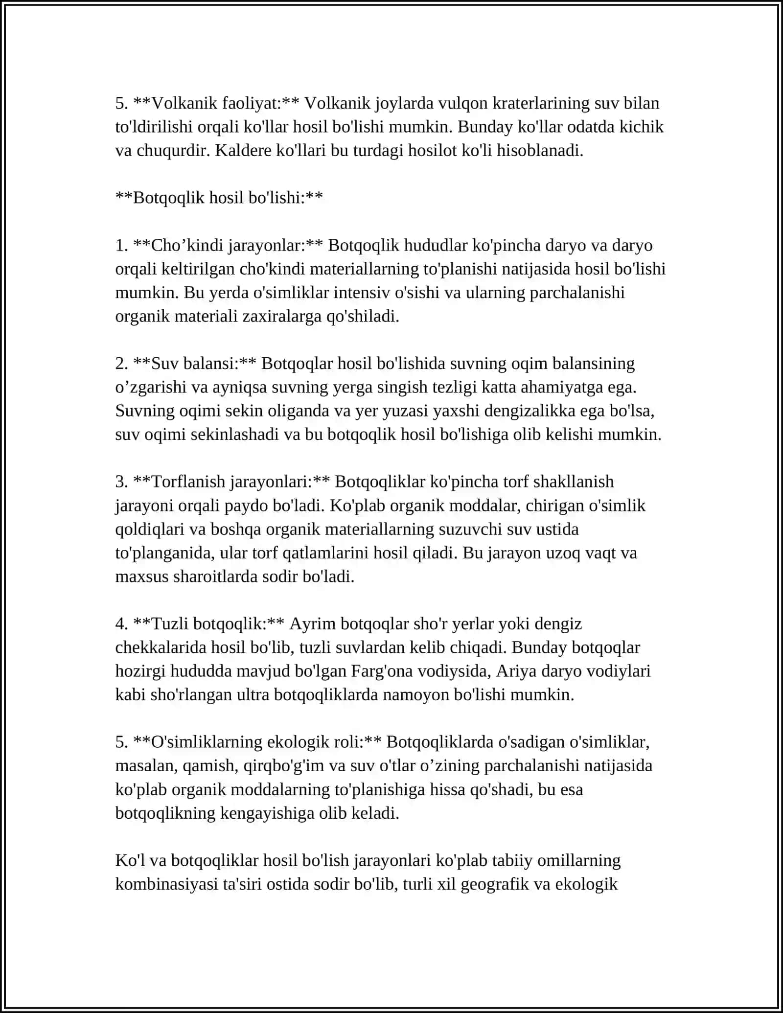 KOʻL VA BOTQOQLIKNING GEOLOGIK ISH 4