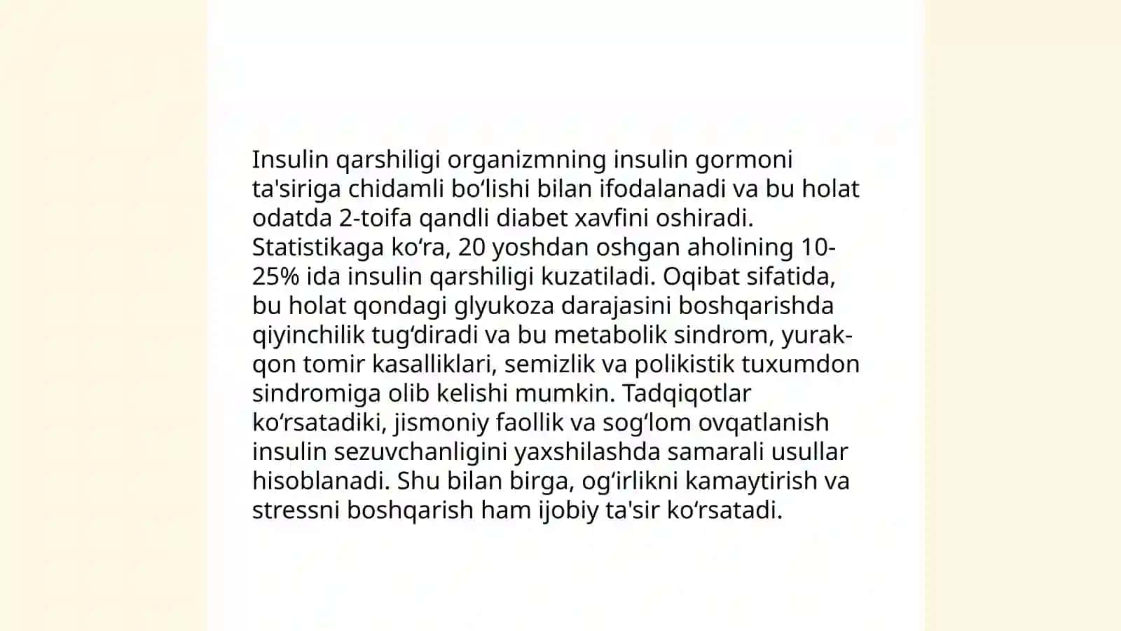 Qandli diabetda karbonsuvlar,yogʻlar va oqsillar buzilishi 4