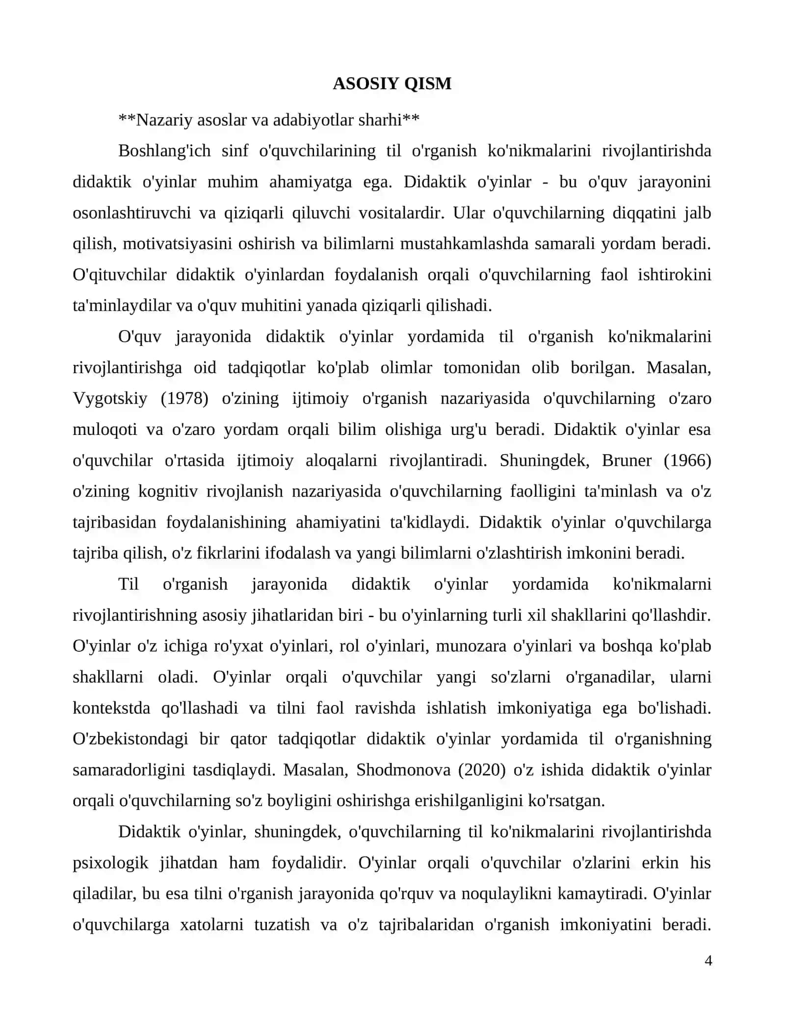 Boshlang'ich sinf o'quvchilarining til o'rganish ko'nikmalarini rivojlantirish 4