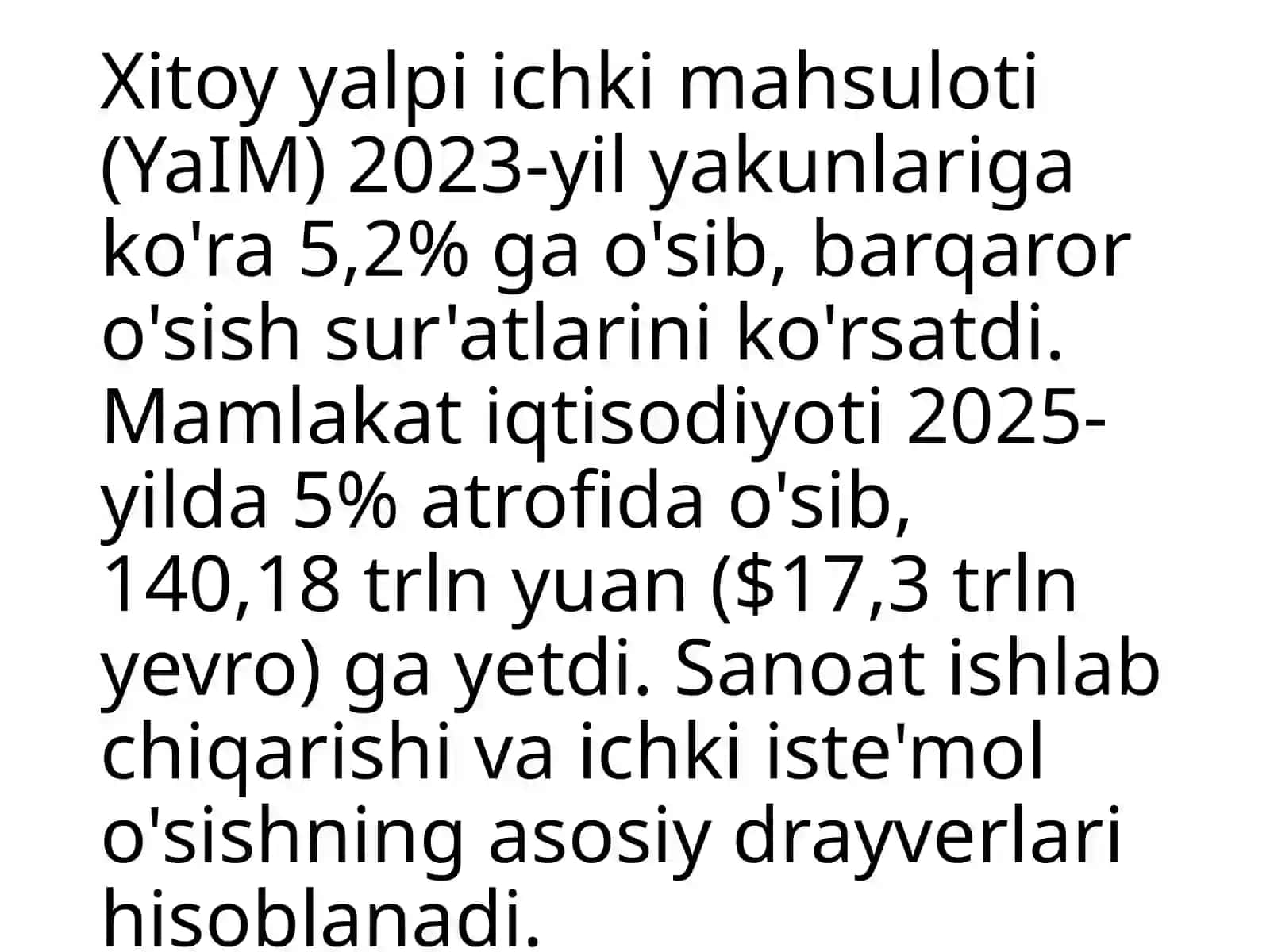 Xitoy davlatining yalpi ichki mahsuloti 4
