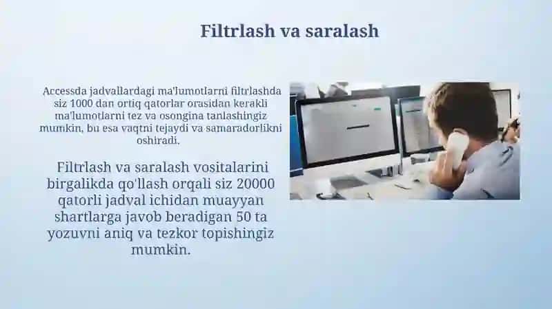 Access dasturida jadvallar bilan ishlash 4