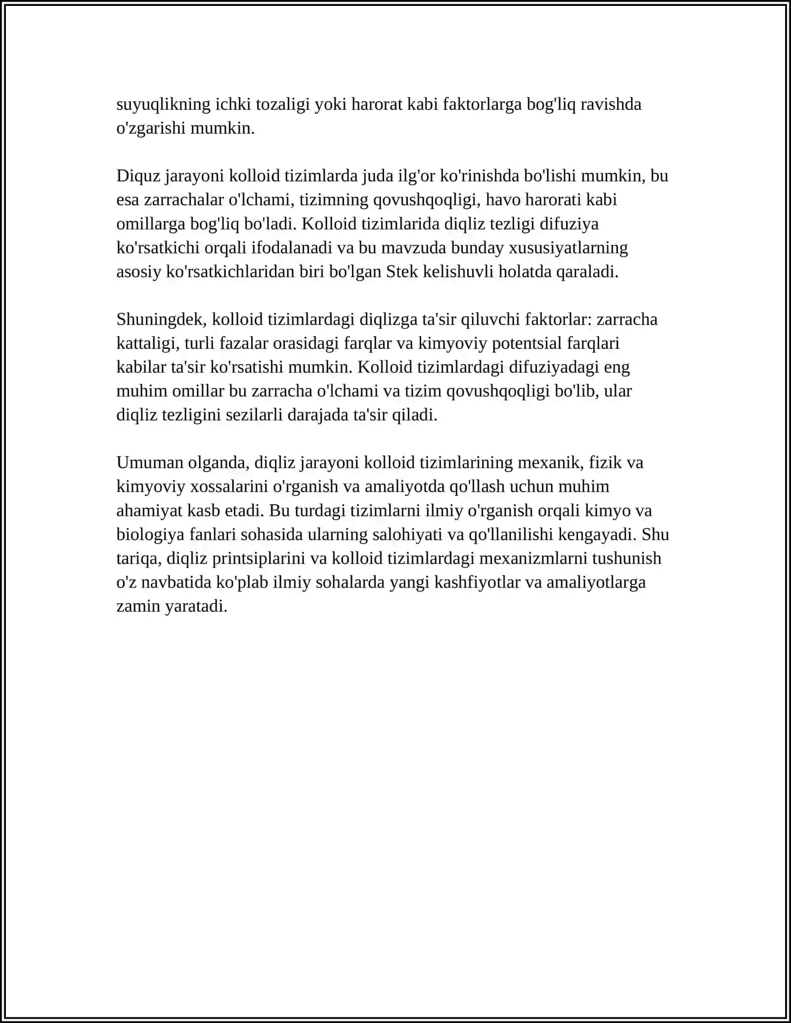 Kolloid Sistemalarni Diqliz Yoʼli Bilan Tozalash. Gemodializni Oʼtkazishda Kimyoning Ahamiyati 4