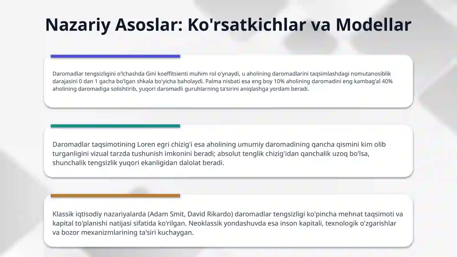 Daromadlar tengsizligi va uning darajasini aniqlash 4
