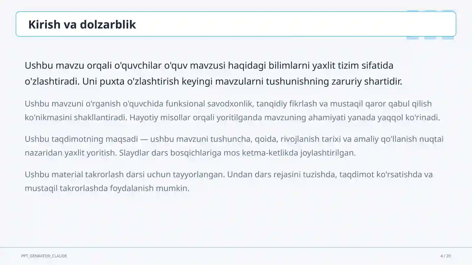 Sinf soati uchun 2026-2027 o'quv yili mavzulari: tarbiyaviy soatlarni rejalashtirish (2026) 4