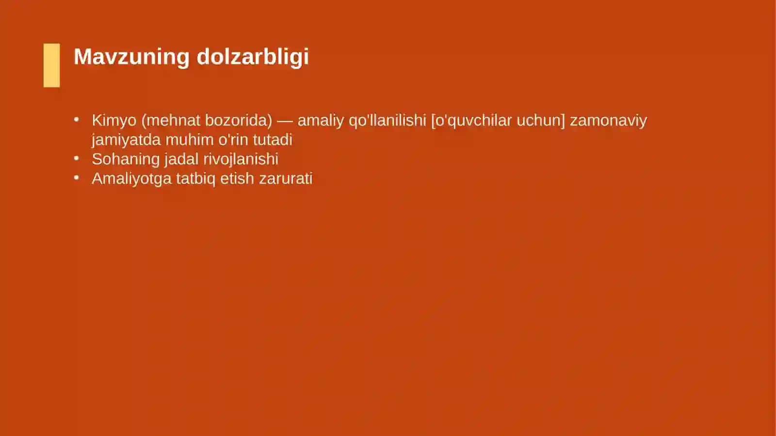 Kimyo (mehnat bozorida) — amaliy qo'llanilishi [o'quvchilar uchun] 4